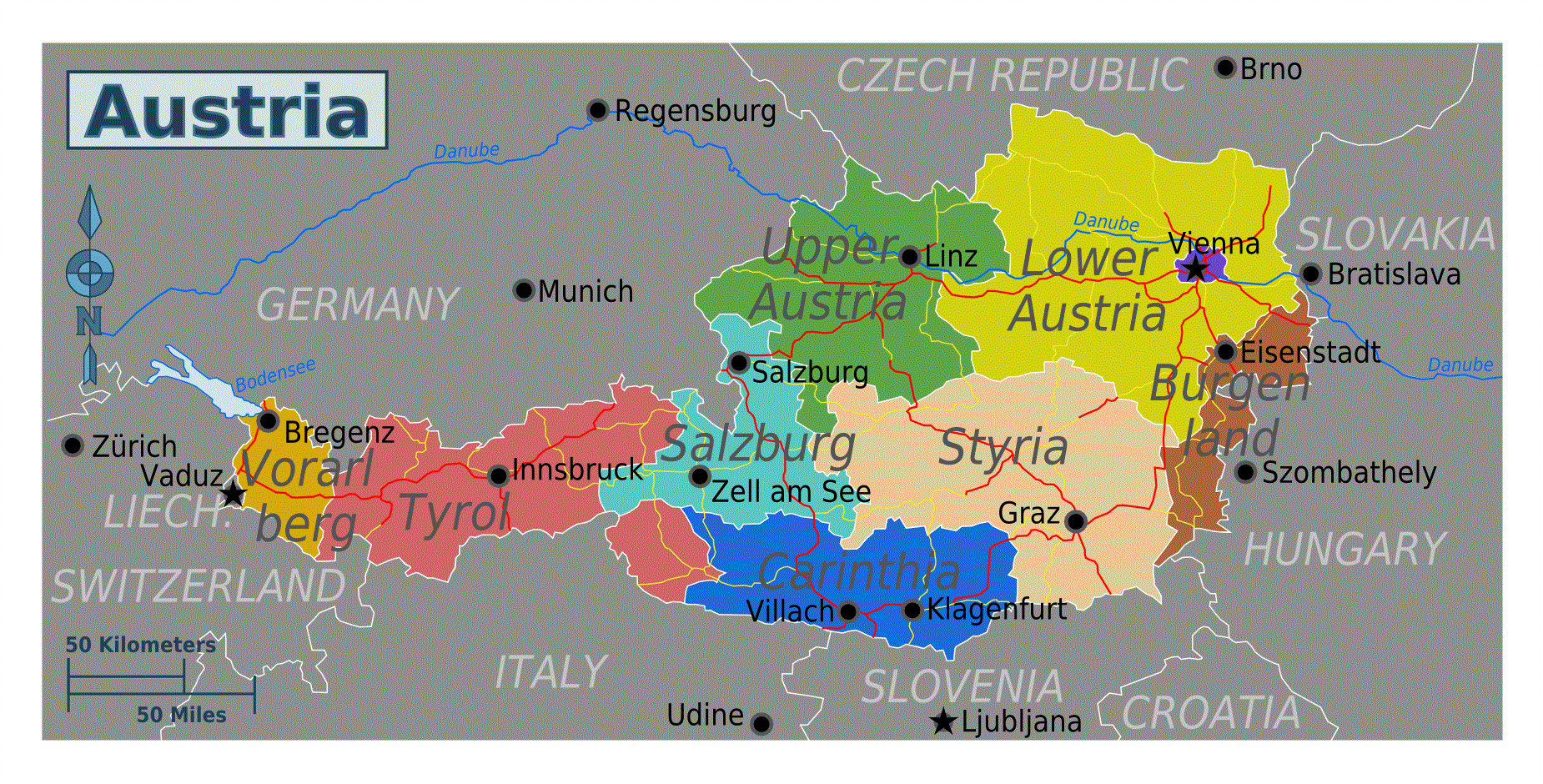 Large Regions Map Of Austria Austria Europe Mapslex World Maps   Large Regions Map Of Austria 