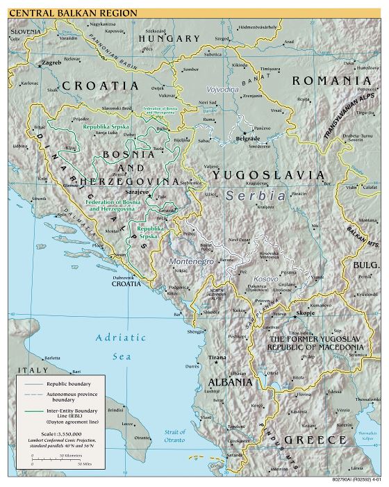 Large detailed political map of Central Balkan Region - 2001 | Balkans ...