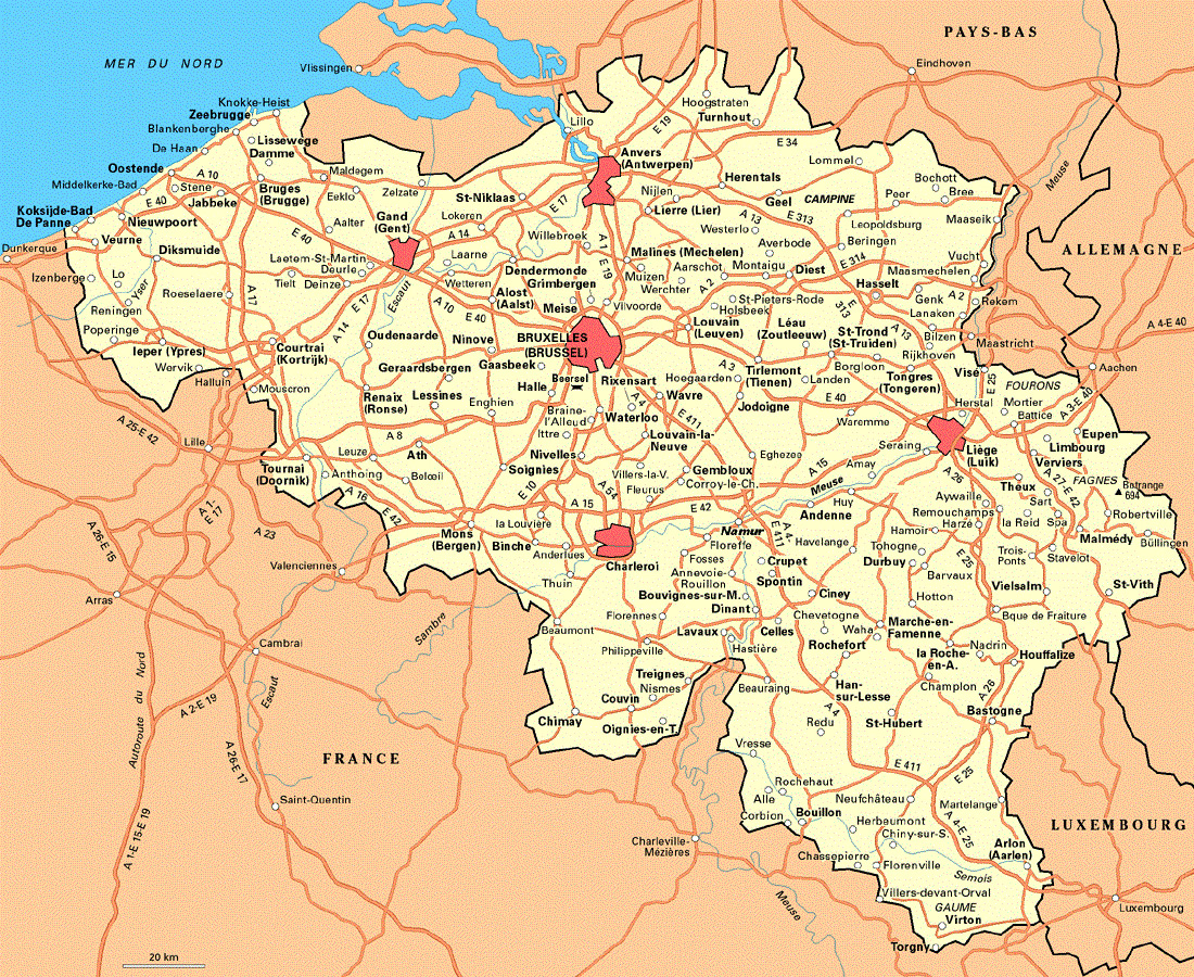 Road map of Belgium | Belgium | Europe | Mapslex | World Maps