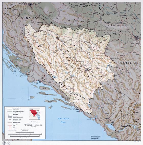 Large detailed political map of Bosnia and Herzegovina - 1993 | Bosnia ...
