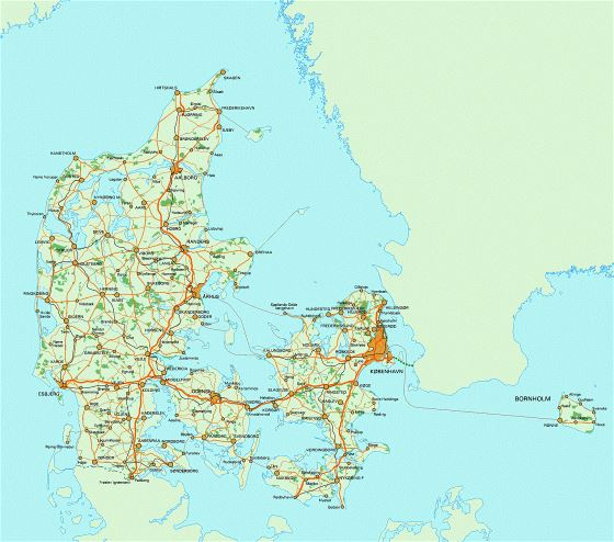 Road map of Denmark | Denmark | Europe | Mapslex | World Maps