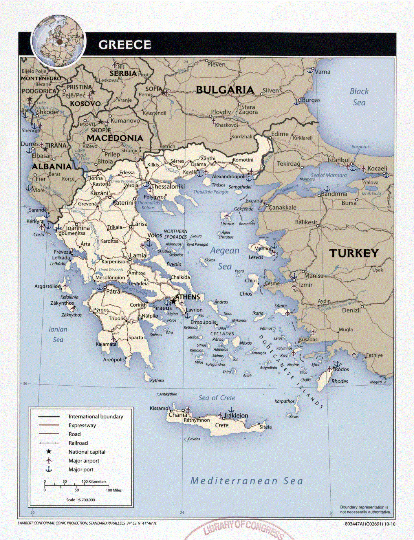 Large political map of Greece - 2010 | Greece | Europe | Mapslex ...